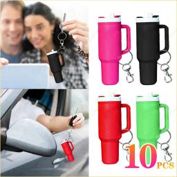 10PCS Colorful Mug Keychain Miniature Tumbler Cup Replica Keychain Chapstick Holder Charm Bar Stash Tumbler Mini Cup Keychain