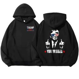 You Missed Trump 2024 US American Flag Hoodie, Trump 2024 Hoodie, Trump Hoodie Trump You Missed Hoodie