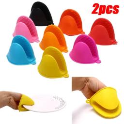 2pcs Thicken Baking Silicone Oven Mitts Microwave Oven Glove Heat Insulation Anti-slip Grips Bowl Pot Clips Kitchen Gadgets