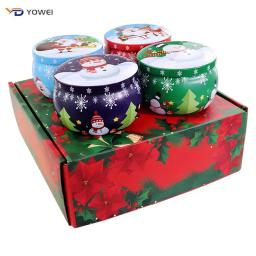 6x4 cm Empty Travel Christmas Aromatherapy Candle Jar Christmas Scented Candle Tin Jar Portable Soy Wax Plant Candle Gift Box