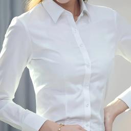 Elegant All-Season Solid Shirt Slim Button Tops Fashion White Shirt Turn-down Collar Women's Long Sleeve Blouse