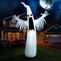 2.3m LED Color Changing Ghost Inflatables Decoration Terror Ornament Courtyard Garden Outdoor Halloween Holiday Party Decor Prop