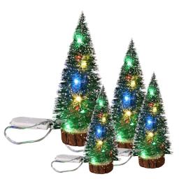 LED Light Mini Artificial Christmas Tree Decorations Festival Desktop Ornament Gift Pine Needle Tree Green Cedar Xmas Tree Decor