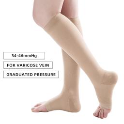 Legbeauty Class 3 Medical Open Toe Knee High Compression Stockings 30-40mmHg Plus Size Calf Support Socks Graduated Pressure