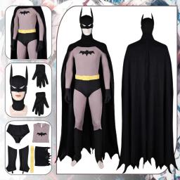 Bat Men Cosplay Costume Bruce Superhero Disguise for Adult Man Jumpsuit Cloak Bat Mask Bodysuit Halloween Carnival Party Clothes