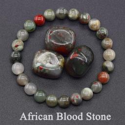 Natural African Blood Stone Bead Bracelet Men Women Promote Blood CirculationEnergy Healing Jewelry Pain Relief Wristband Bangle