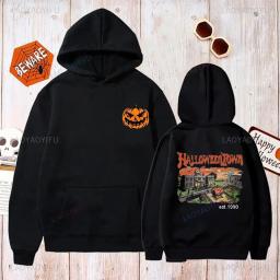 Pumpkin Hooded Sweatshirts Retro HalloweenTown 1998 Hoodies Keep Warm Hoodie Halloween Party Sweater Fall All Saints' Day Gifts