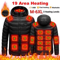 Unisex Electric Heating Jacket Rechargable Electric Thermal Jacket Windproof 3 Heating Levels for Outdoor Camping Fishing Skiing