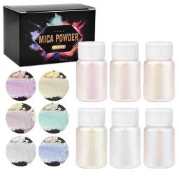 6 Pcs-Set Epoxy Resin Dye Mica Powder Powdered Pigments Set Resin Mica Pearlescent Resin Pearl Box-Packed Micas Colorants Resin