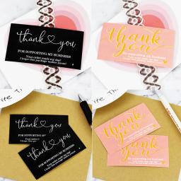 50pcs Thank You Greeting Cards Label Black Pink For Your Order Packages Business Gift Box Wedding Message Decor Packaging Supply