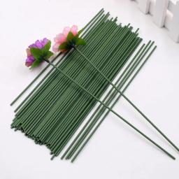 10/20/30pcs 40cm Artificial Dark Green Flower Stem DIY Floral Material Handmade Wire Stem Accessoies for Wedding Home Decoration