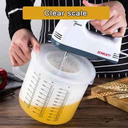 New 2.5L Large Capacity Baking Measuring Cup Scale Kitchen Mixing Bowl with Lid Transparent Plastic Mixing Cup for Home Tools