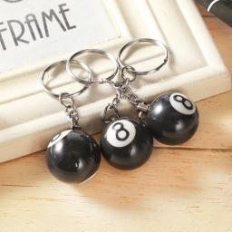 Black No 8 Billiard Keychain Mini Ball Pendant Key Ring Resin Keyring Bar Table Decoration Jewelry Game Souvenir Gift