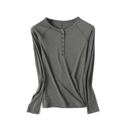 Women Henley Shirt Raglan Long Sleeve T Shirt Snap Button Tops Ribbed Slim Fit Tees Essentials S,M,L