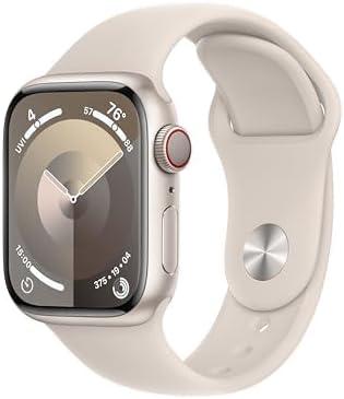 Apple Watch Series 9 (GPS, 45mm) Starlight Aluminum Case with Starlight Sport Band, S/M (Renewed)