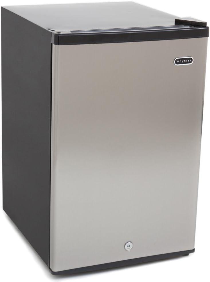 Whynter CUF-210SS Mini, 2.1 Cubic Foot Energy Star Rated Small Upright Freezer with Lock, Stainless Steel, Black