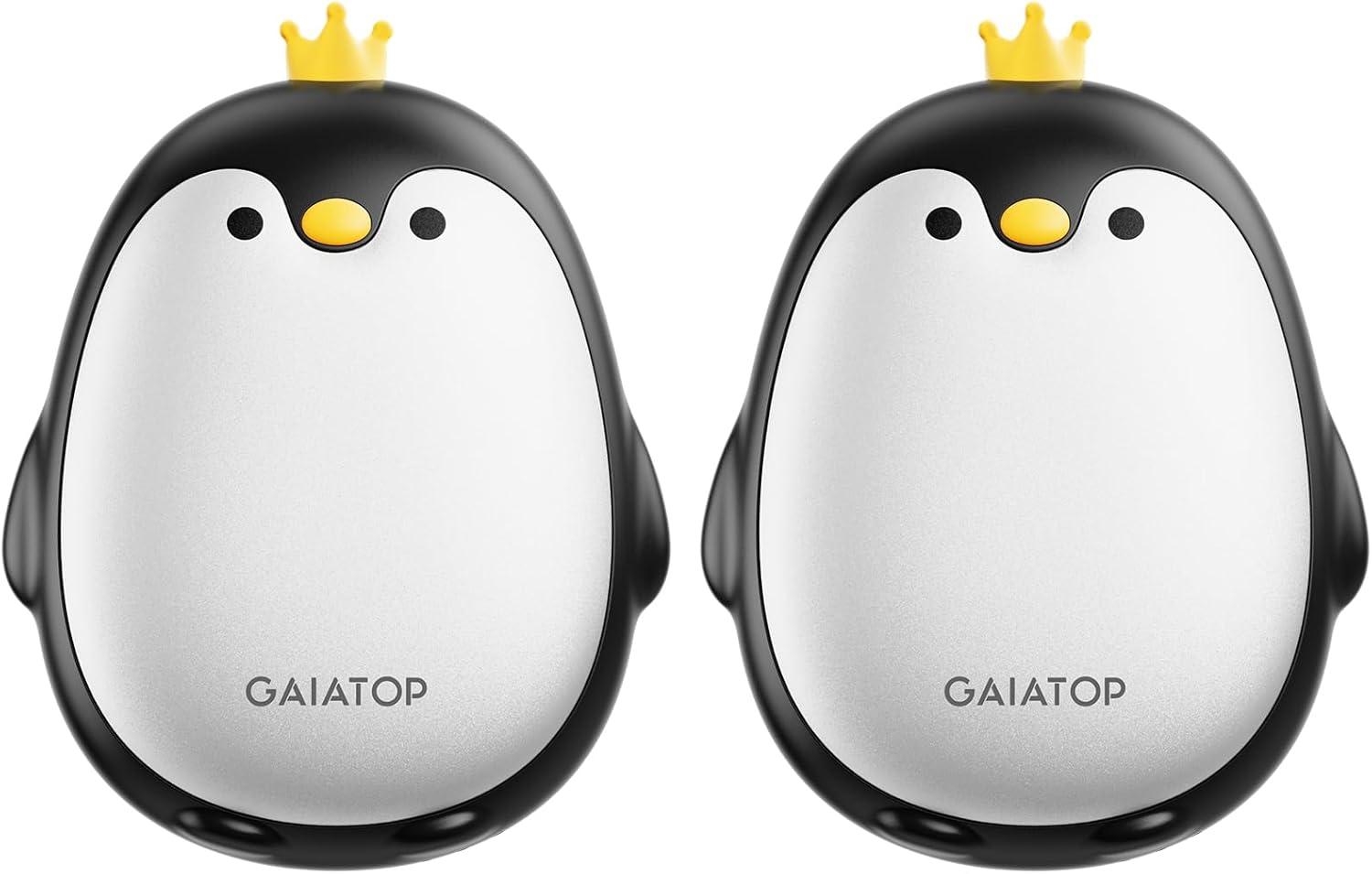 Gaiatop Hand Warmers Rechargeable, 2 Pack 3 Settings Portable Electric Hand Warmer Reusable Pocket Hot Hands Heater, Cute Penguin Shape Gifts for Women Men Camping Hunting Golf