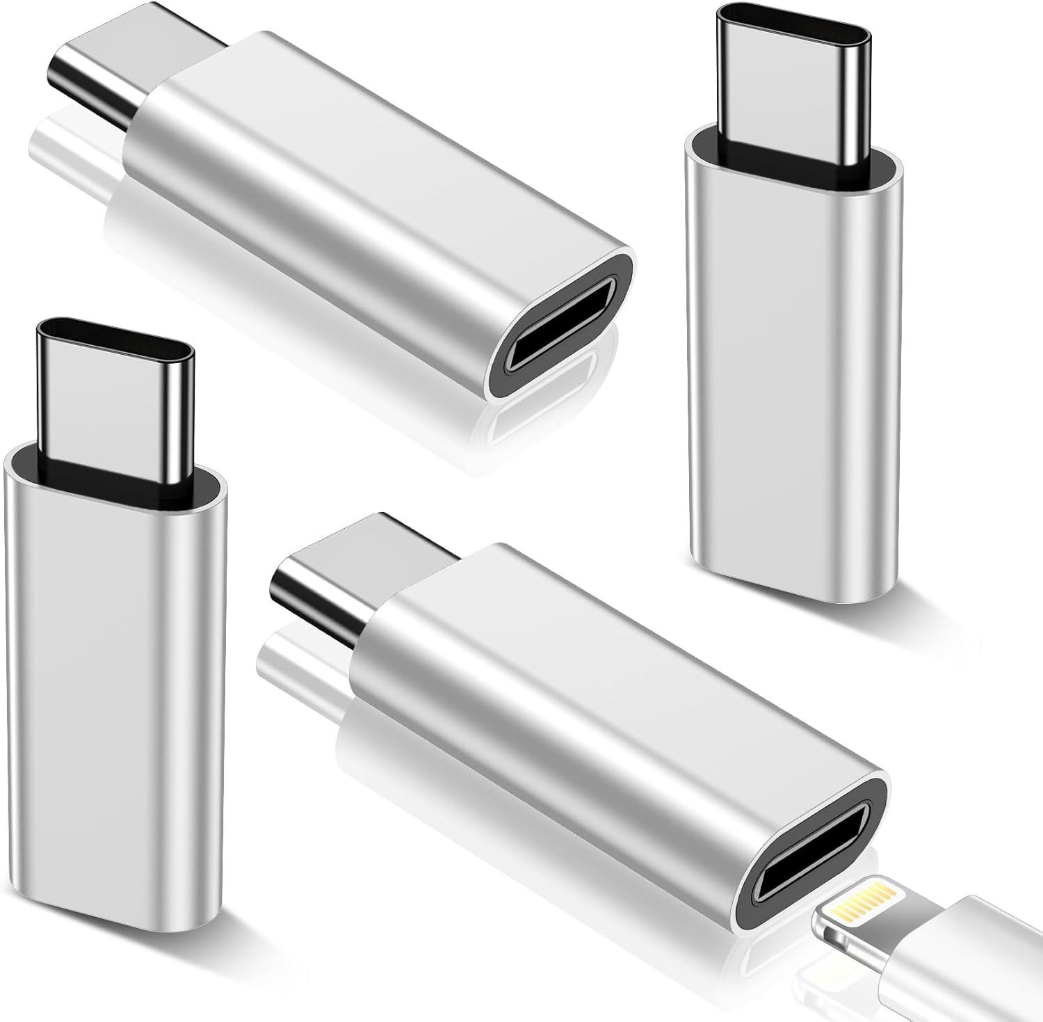 𝟒𝐏𝐚𝐜𝐤 𝐔𝐩𝐠𝐫𝐚𝐝𝐞𝐝 Lightning to USB C Adapter for iPhone 15 16 Pro Max/Plus,Samsung S24,iPad Air,Nintendo Switch,Fast Charging&Data Transfer,Type C Charger Connector,for iPhone 16/15 Charger