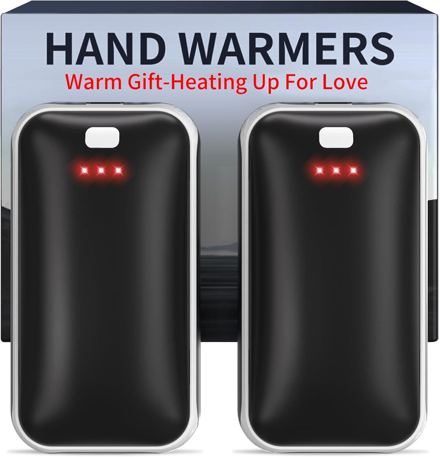 Hand Warmers Rechargeable, 2 Pack Electric Hand Warmer, Reusable Portable Pocket Heater USB Handwarmers, Gifts for Men, Women, Indoor, Outdoor, Hiking, Skiing, Camping, Hunting Accessories