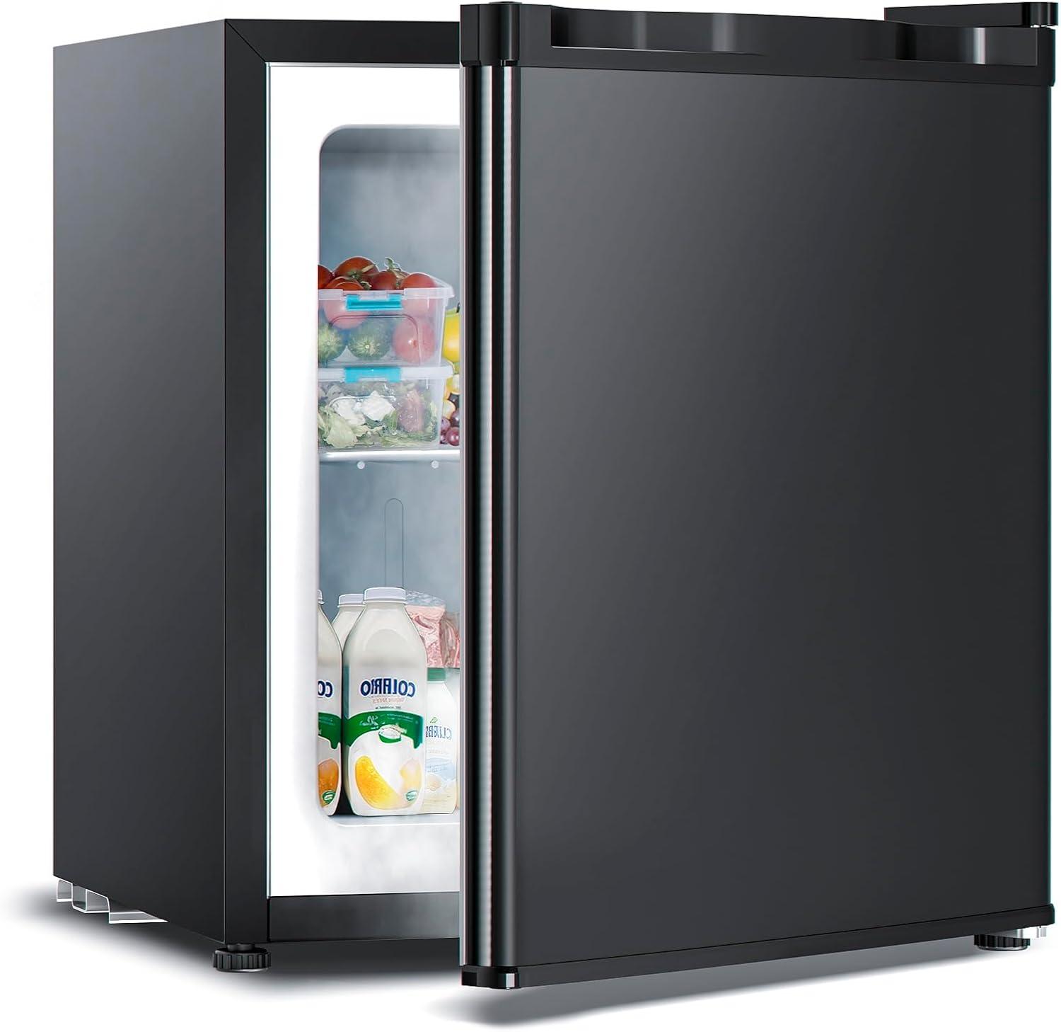 1.1 Cu.ft Upright Freezer, Small Mini Freezer with Adjustable Thermostat, Removable Shelves, Reversible Single Door, for Bedroom/Home/Dorms/Apartment (Black)