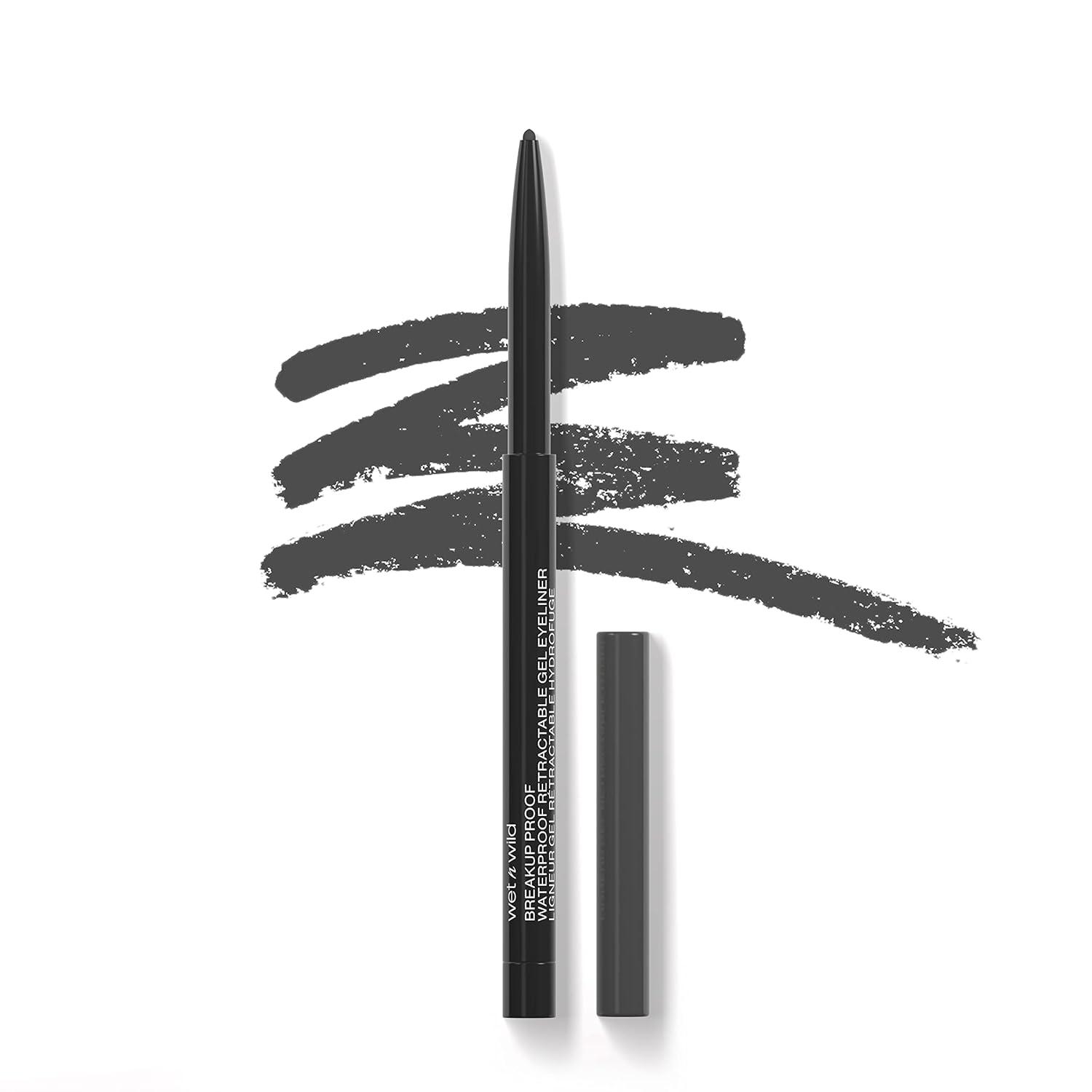 wet n wild Mega Last Breakup Proof Retractable Eyeliner - Ultra-Fine Brush, Waterproof,16-Hour Long-Lasting - Cruelty-Free & Vegan - Charcoal