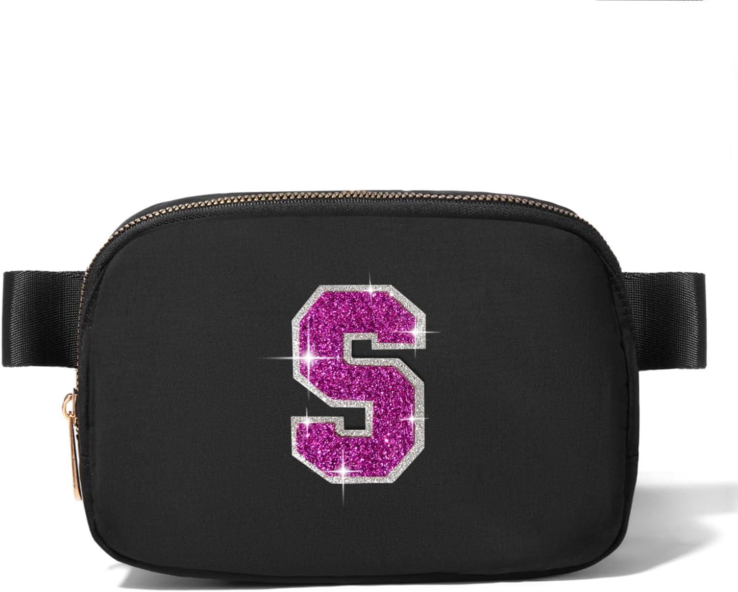 6 7 8 9 10 11 12 Year Old Girl Gifts Personalized Birthday Gifts for Her Sister Daughter Initial Crossbody Bag Fanny Pack Purse for Teen Girl Gifts Trendy Stuff Preppy Stuff (Black-S)