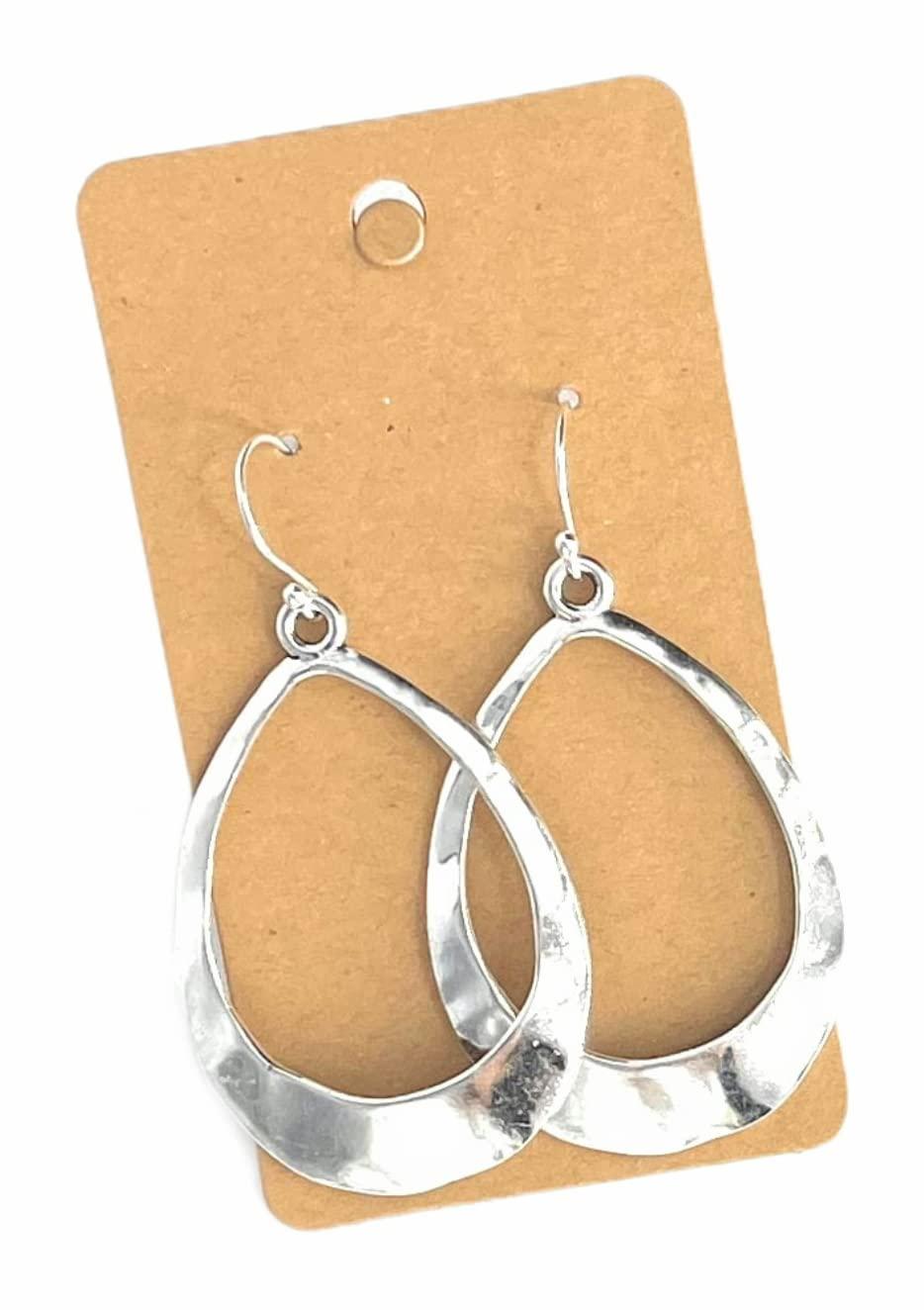 Large Teardrop Hoop on Sterling Silver Earrings Bohemian Boho Statement Jewelry