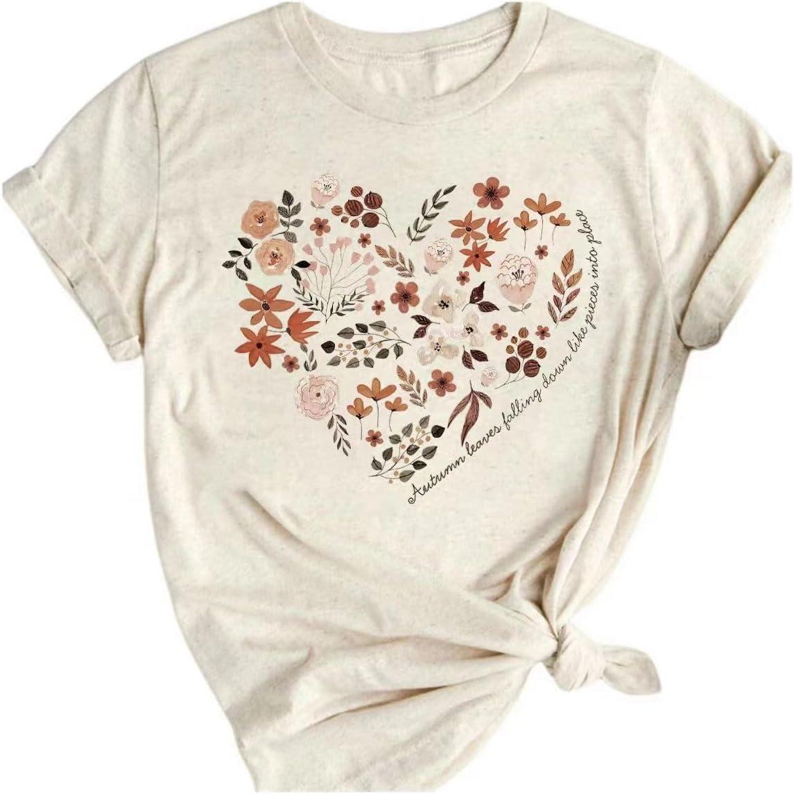 Fall T-Shirt for Women Family Halloween Thanksgiving Tops Cute Autumn Thankful Pumpkin Graphic Tees