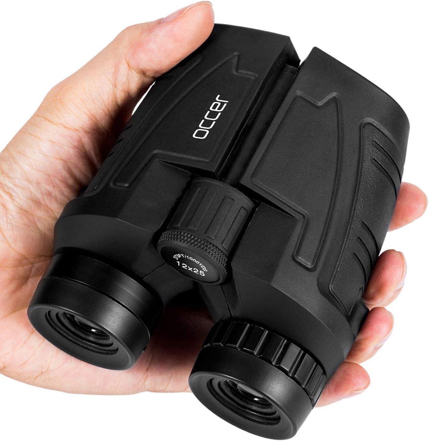 Occer 12x25 Compact Binoculars for Adults and Kids, Large Eyepiece Waterproof Binocular with Low Light Vision,High Powered Easy Focus Binoculars for Bird Watching,Outdoor Hunting,Travel,Sightseeing