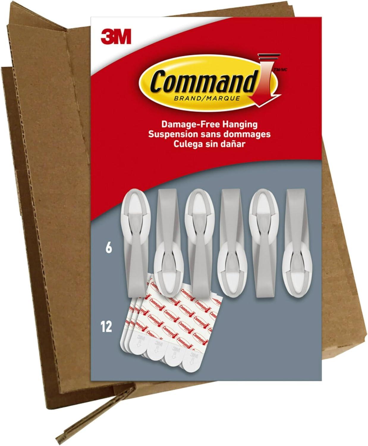 Command Cord Bundlers, Damage Free Hanging Cord Organizer, No Tools Cord Bundler for Hanging Electrical Cables, 6 Gray Cord Bundlers and 12 Command Strips