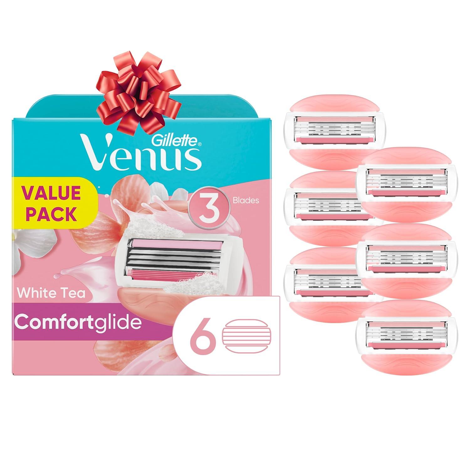 Gillette Venus ComfortGlide White Tea Women's Razor Blade Refills, 6 Count