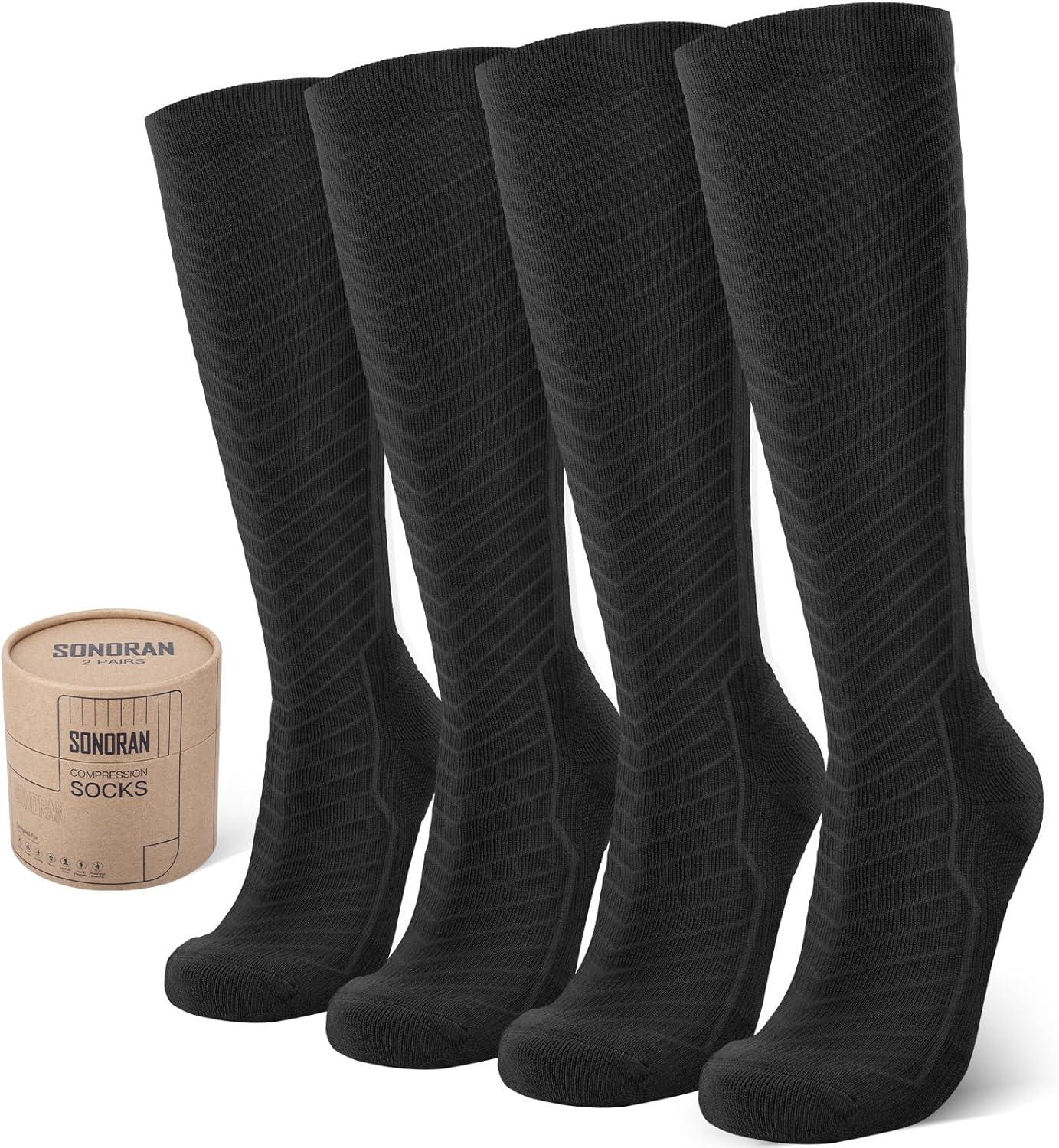 Compression Socks for Men & Women (2/4/6 Pairs) 20-30 mmHg Graduated Compression Knee High for Running, Athletic