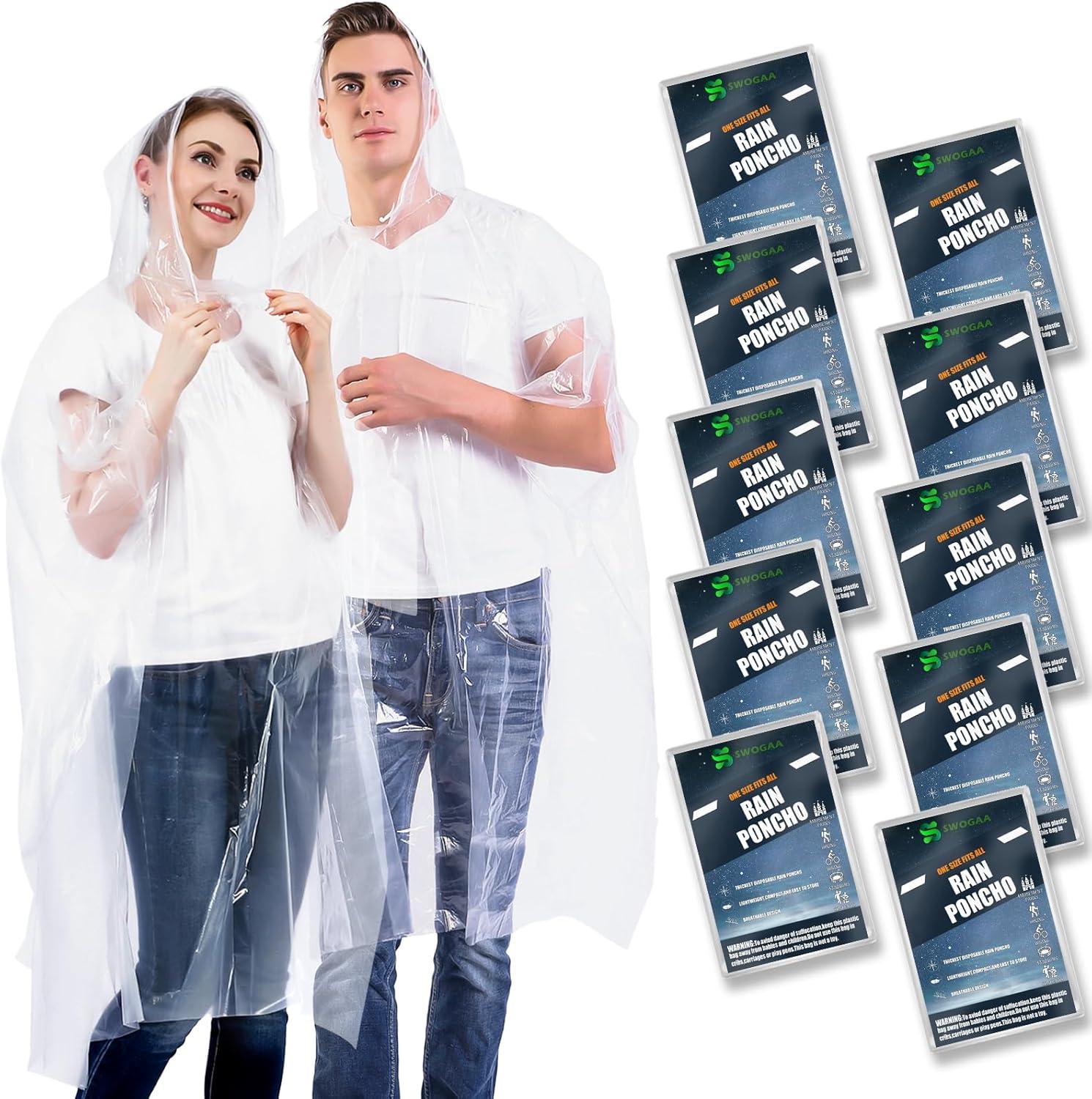 Disposable Rain Ponchos for Kids 6 Pack/Adults 10 and 6 Pack/Ponchos Family 6 Pack Extra Thicker Emergency Ponchos