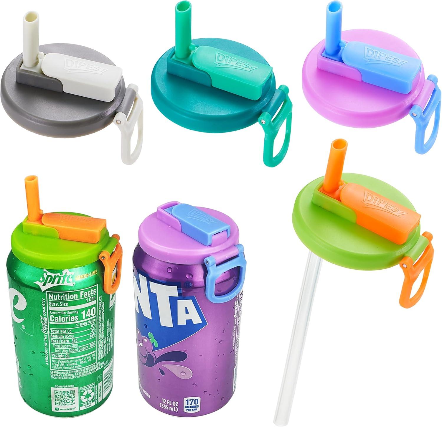 4-pack 4 Color Soda Can Lids,Silicone Straws Soda ​Can Covers,Can Covers For Soda,BPA-Free Reusable For Fits Standard For Canned Beverage, Beer,Juice,Seltzer(Colour mixture)