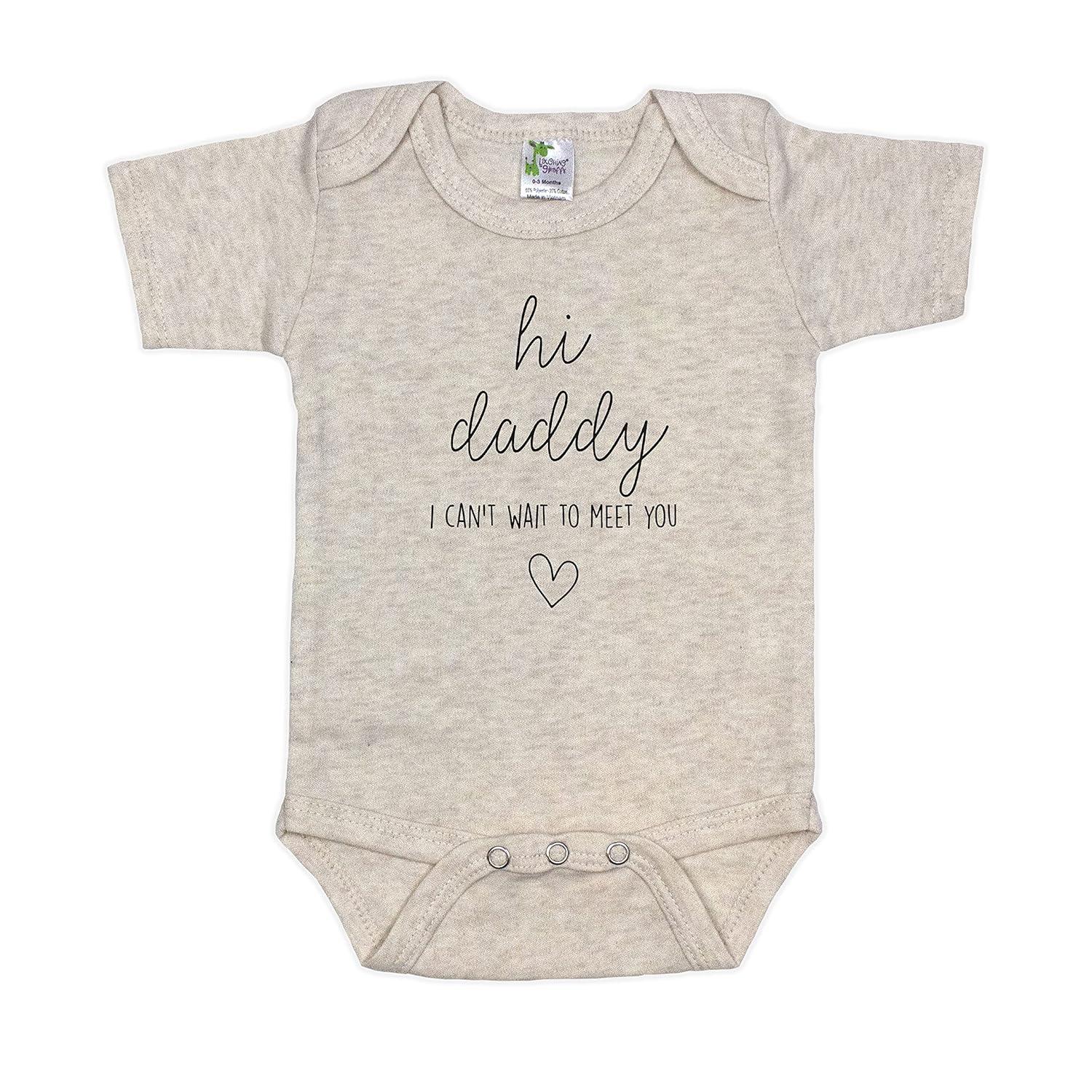 Hi Daddy I Can't Wait To Meet You Pregnancy Announcement Infant Bodysuit - Surprise Gift For Dad (Natural)